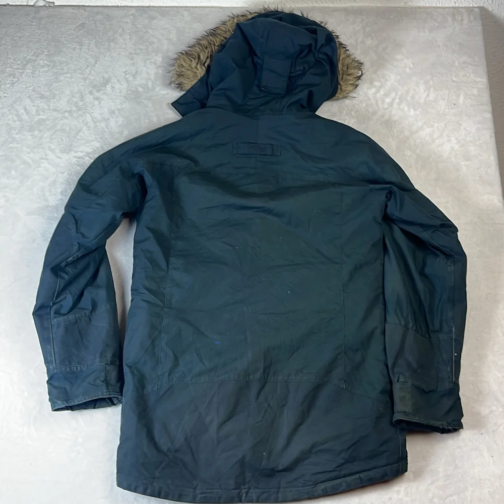 Fjallraven Barents Parka Men's Navy Blue G-1000 Jacket Size S Faux Fur Hood